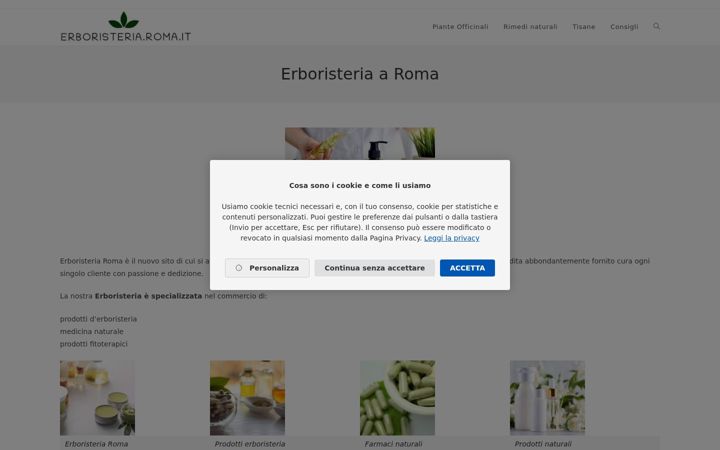 Ekraanipilt saidist erboristeria.roma.it