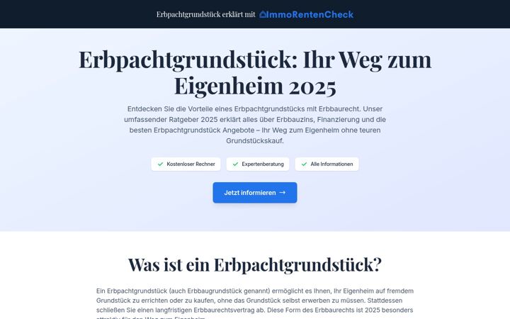 Snimka zaslona za erbpachtgrundstueck.info