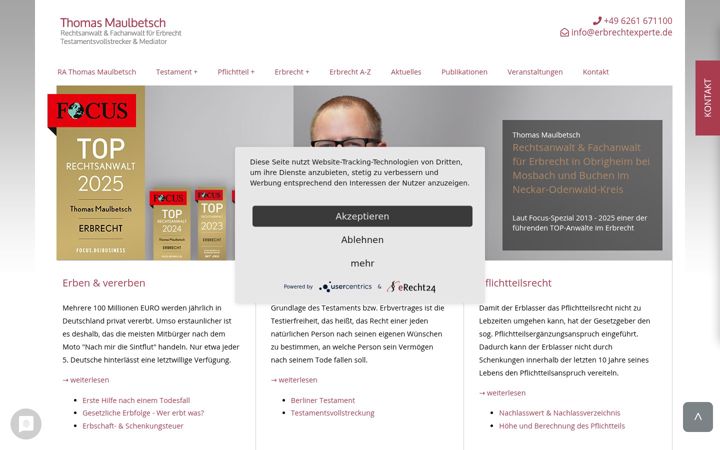Screenshot van erbrechtexperte.de