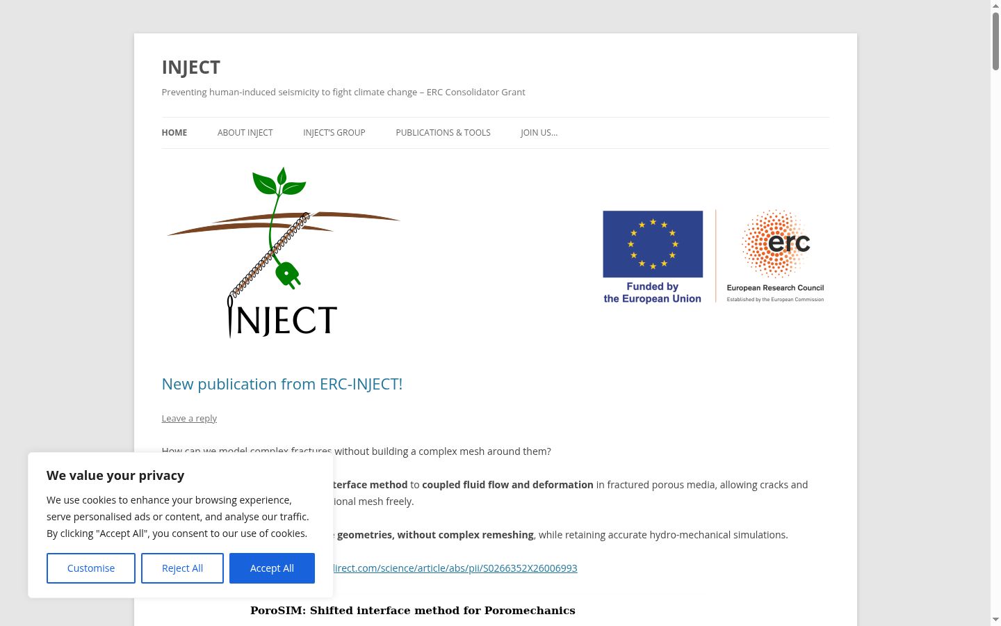 Captura de ecrã do banner de consentimento apresentado antes de qualquer interação