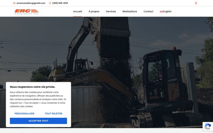 Screenshot of ercexcavationinc.ca