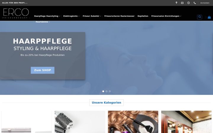 Screenshot von erco-friseurbedarf.at