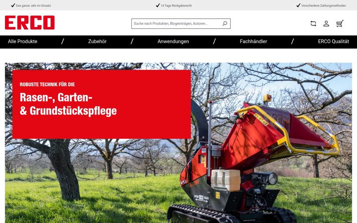 Skjámynd af erco-motorgeraete.de