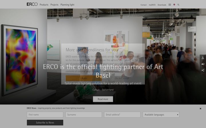 Screenshot of erco.com