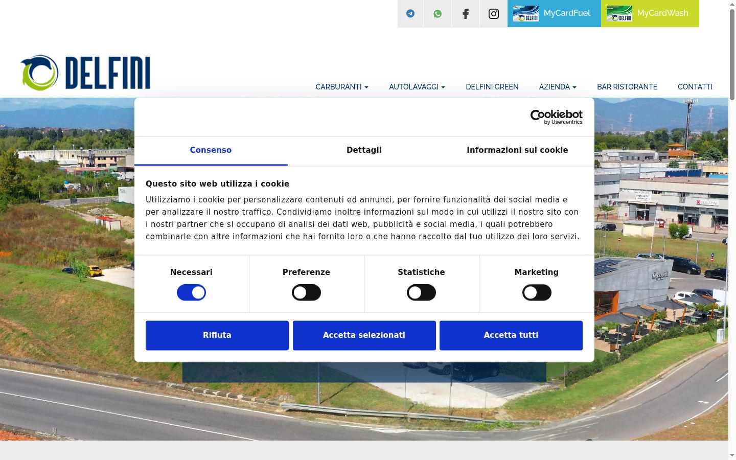 Screenshot del banner di consenso mostrato prima di qualsiasi interazione