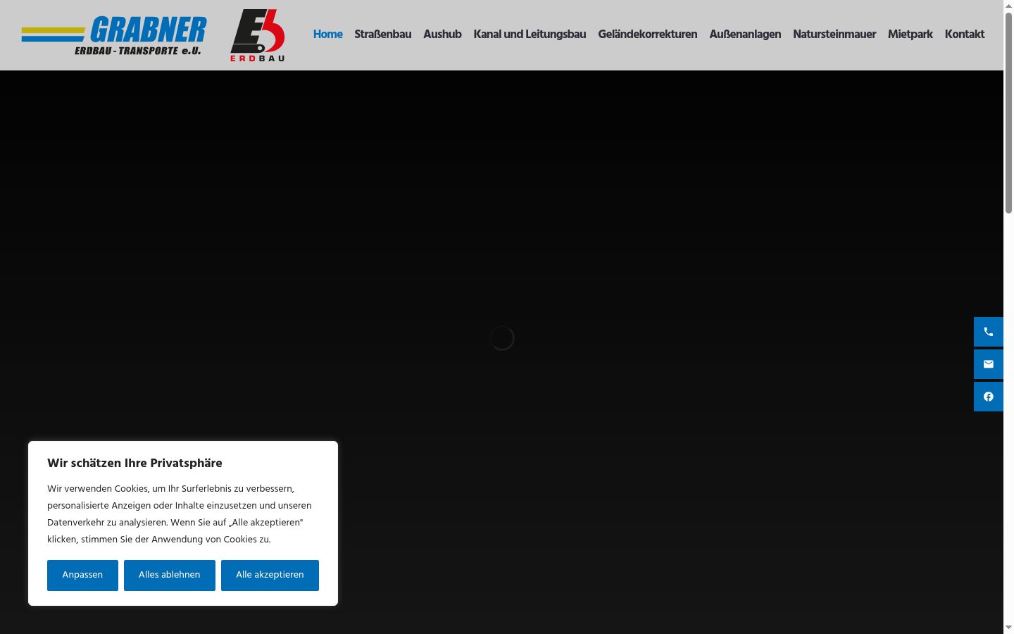 Screenshot des Einwilligungsbanners vor jeglicher Interaktion