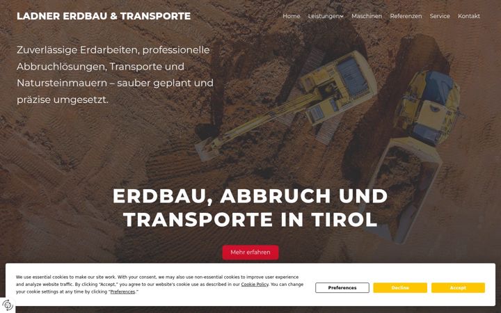 Screenshot von erdbau-ladner.at