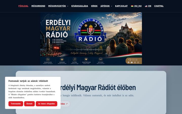 Screenshot του erdelyimagyarradio.eu