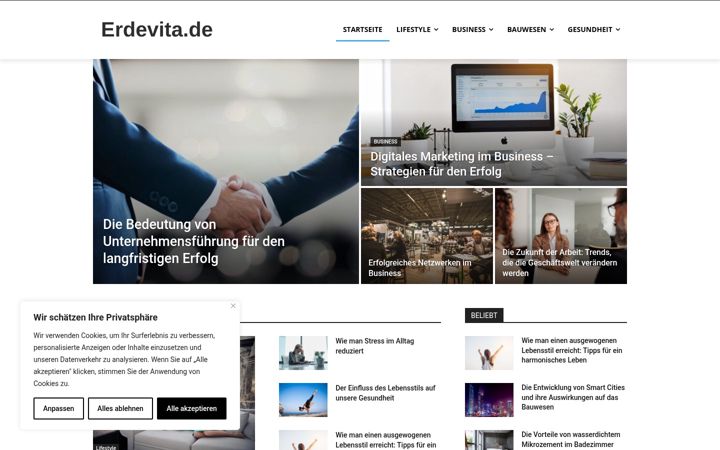 Screenshot ta' erdevita.de