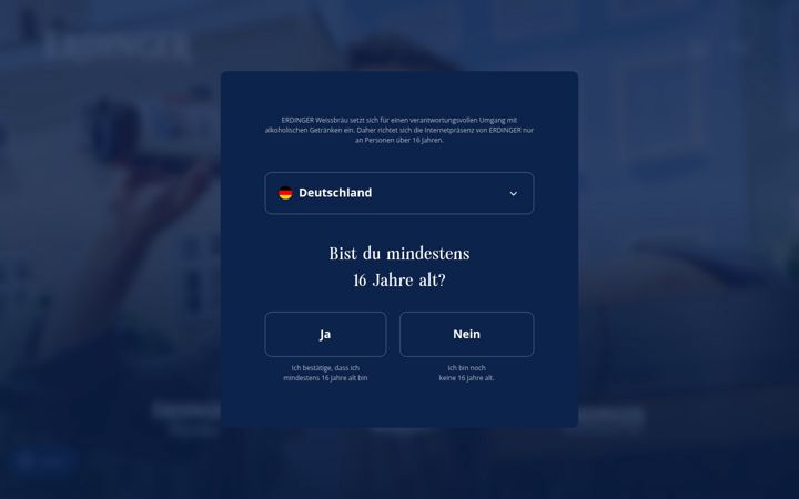 Screenshot of erdinger.de