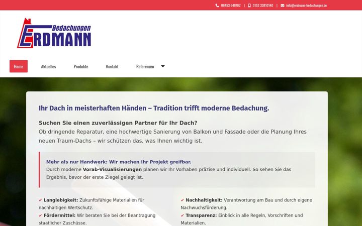Screenshot ta' erdmann-bedachungen.de