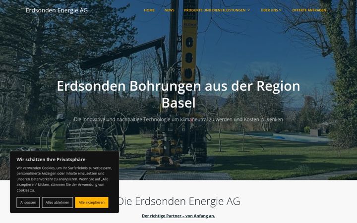 Skärmbild av erdsondenenergie.ch