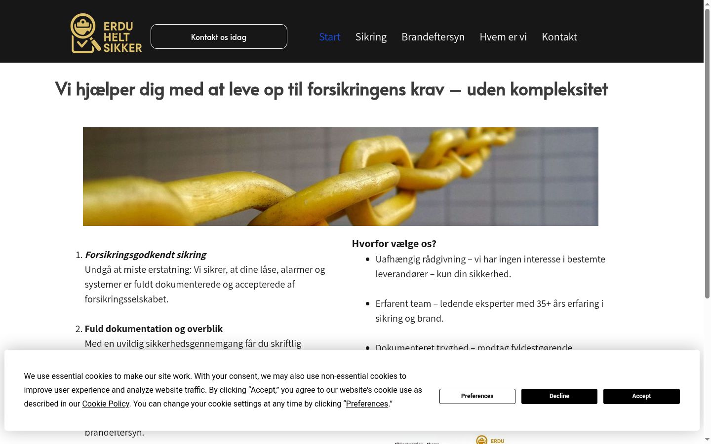 Skärmbild av samtyckesbannern som visades före någon interaktion