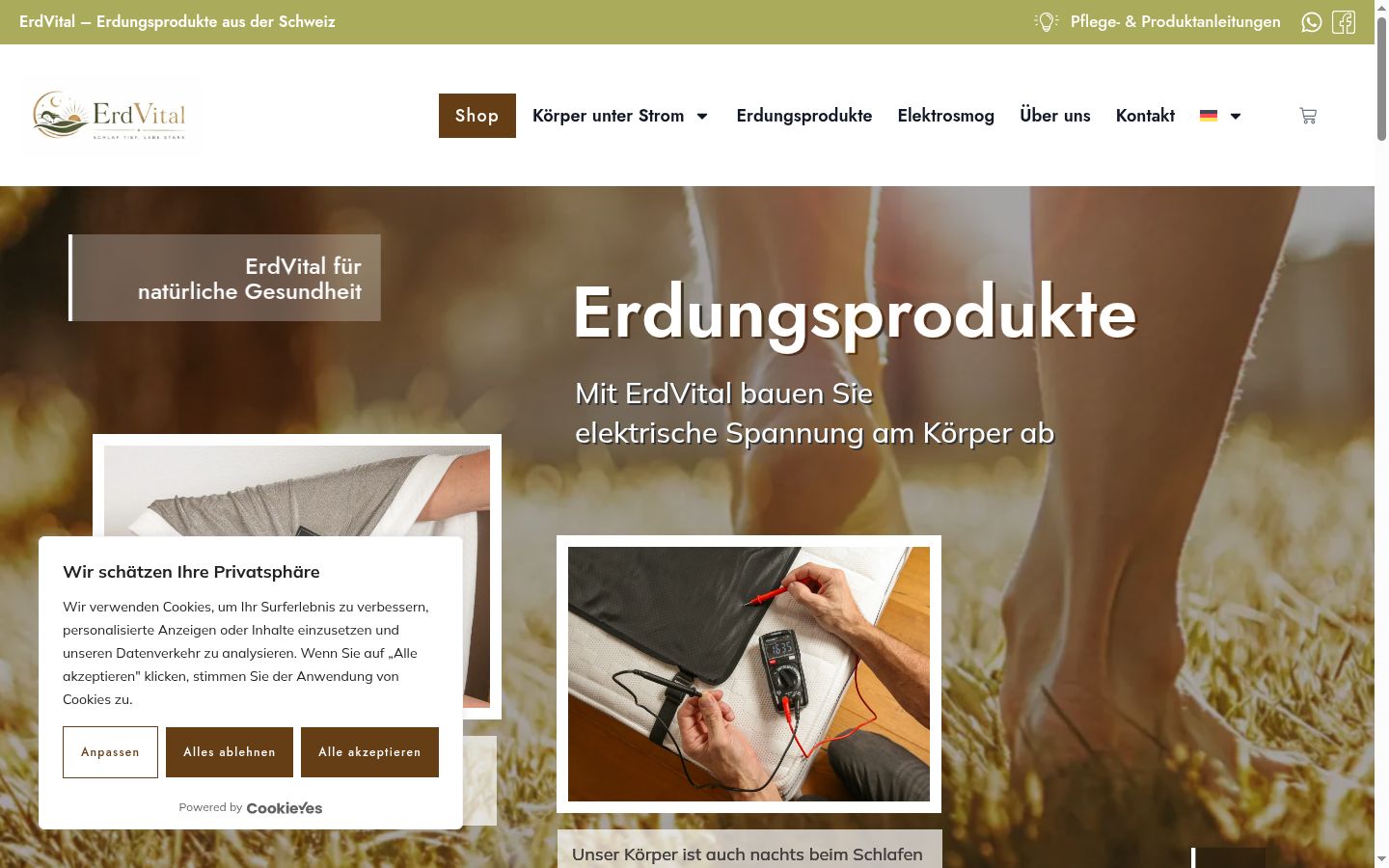 Screenshot des Einwilligungsbanners vor jeglicher Interaktion