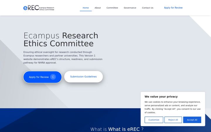 Screenshot of erec.ac.zm