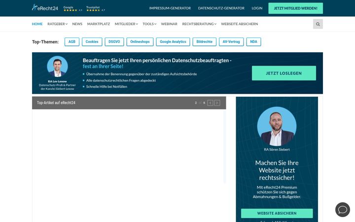 Screenshot of erecht24.de