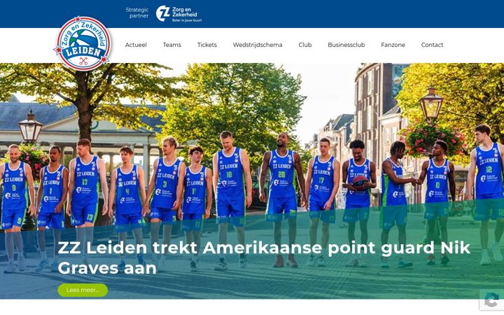 Screenshot stránky eredivisiebasketballleiden.nl