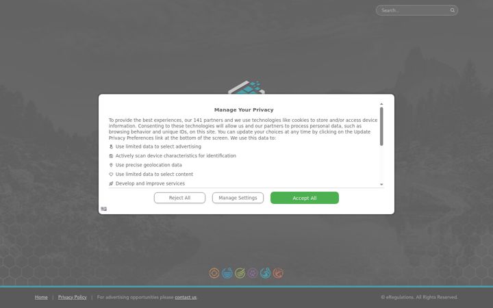 Screenshot of eregulations.com