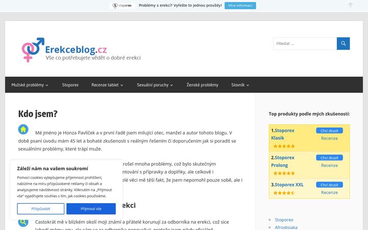 Snímek obrazovky erekceblog.cz
