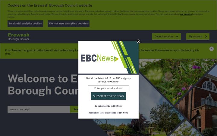Screenshot von erewash.gov.uk
