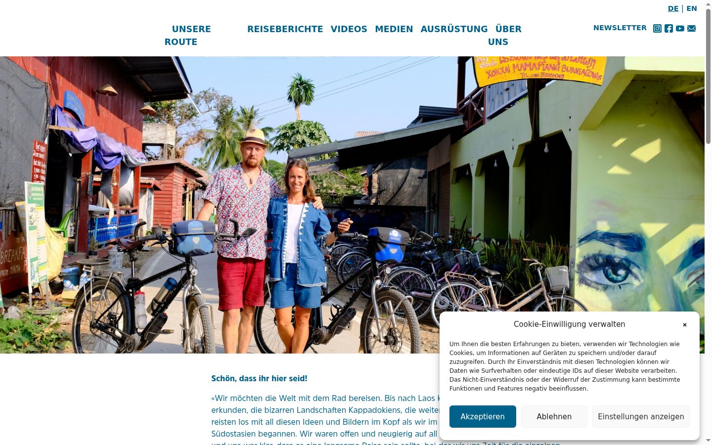 Screenshot des Einwilligungsbanners vor jeglicher Interaktion