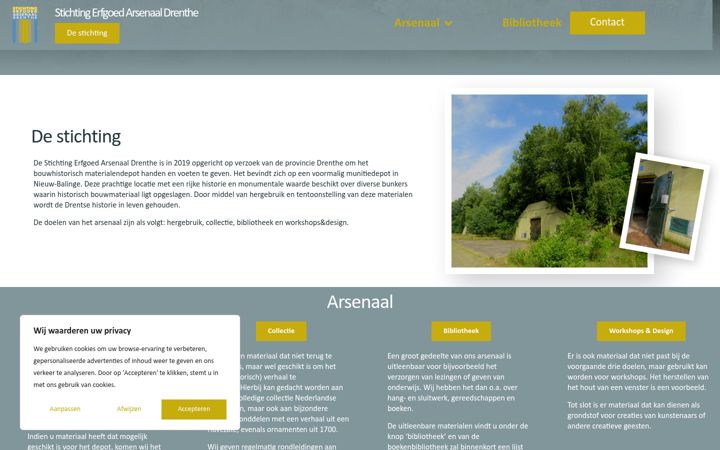 Screenshot stránky erfgoedarsenaal.nl