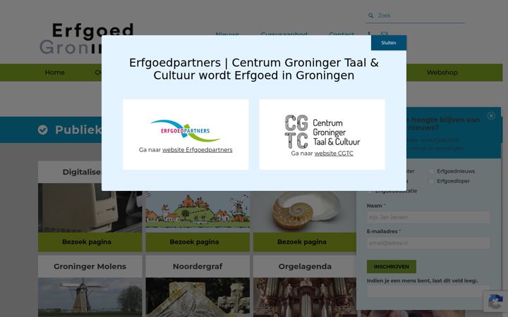 Screenshot stránky erfgoedpartners.nl