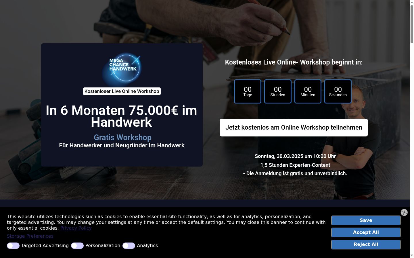 Snímek obrazovky baneru souhlasu zobrazeného před jakoukoli interakcí