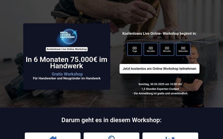 Screenshot ta' erfolgreichimhandwerk-workshop.de