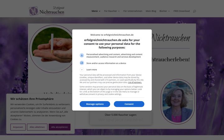 Screenshot ta' erfolgreichnichtrauchen.de