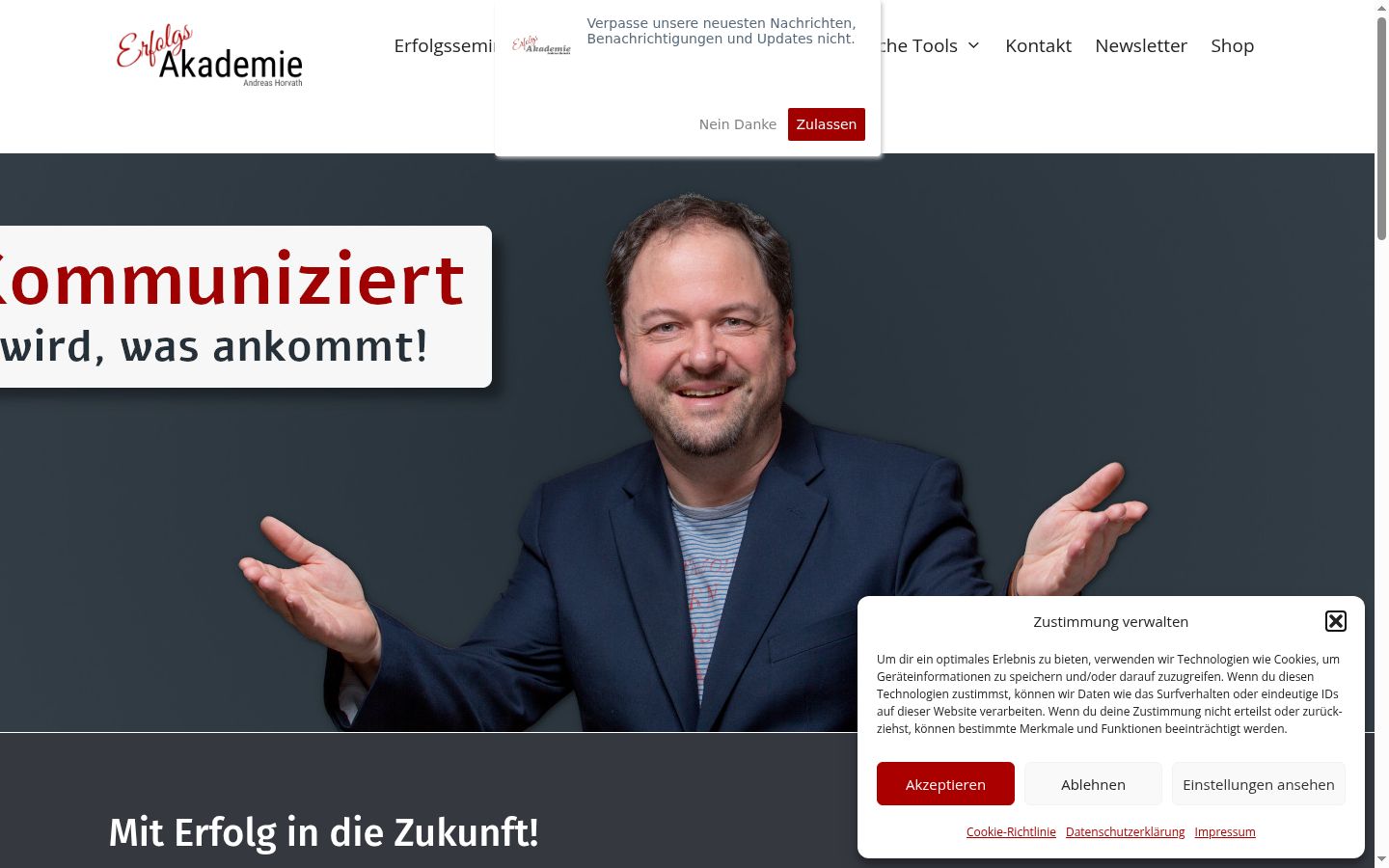 Screenshot des Einwilligungsbanners vor jeglicher Interaktion