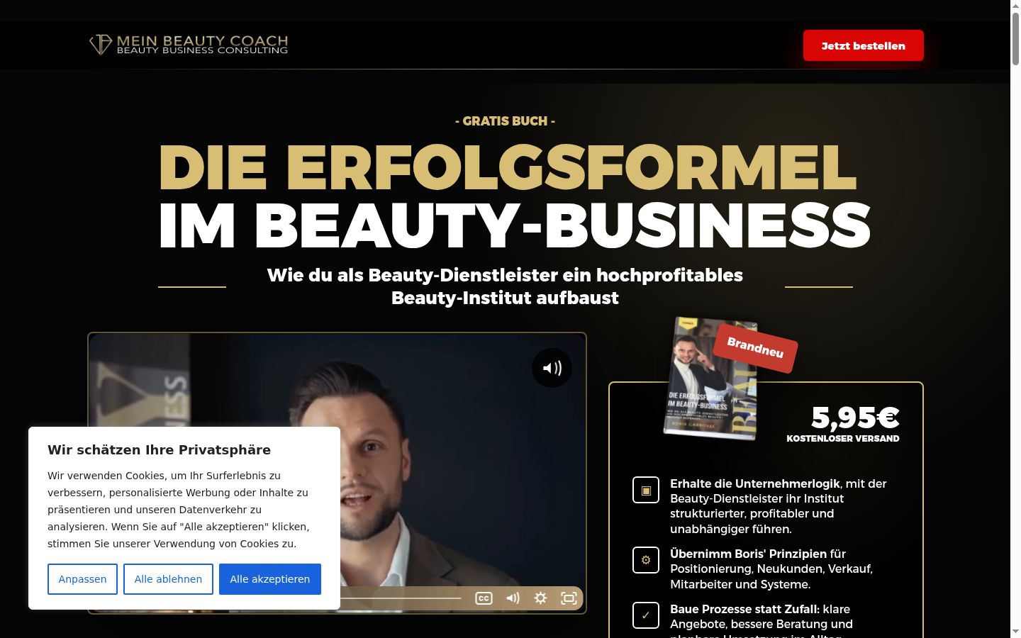 Screenshot des Einwilligungsbanners vor jeglicher Interaktion