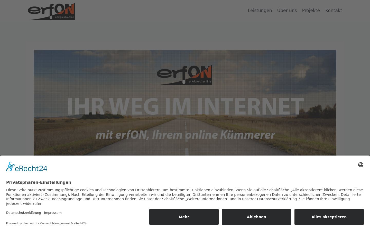 Screenshot des Einwilligungsbanners vor jeglicher Interaktion