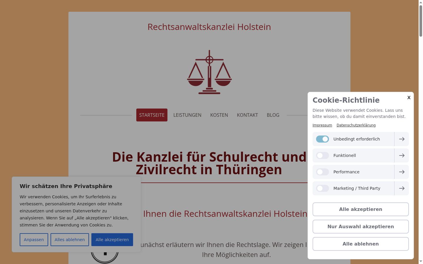 Képernyőkép a bármilyen interakció előtt megjelenő hozzájárulási bannerről
