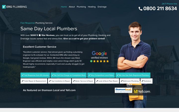 Screenshot von erg247plumbers.co.uk