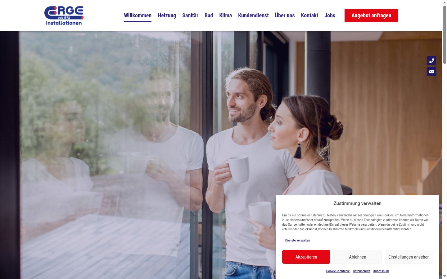 Screenshot del banner di consenso mostrato prima di qualsiasi interazione