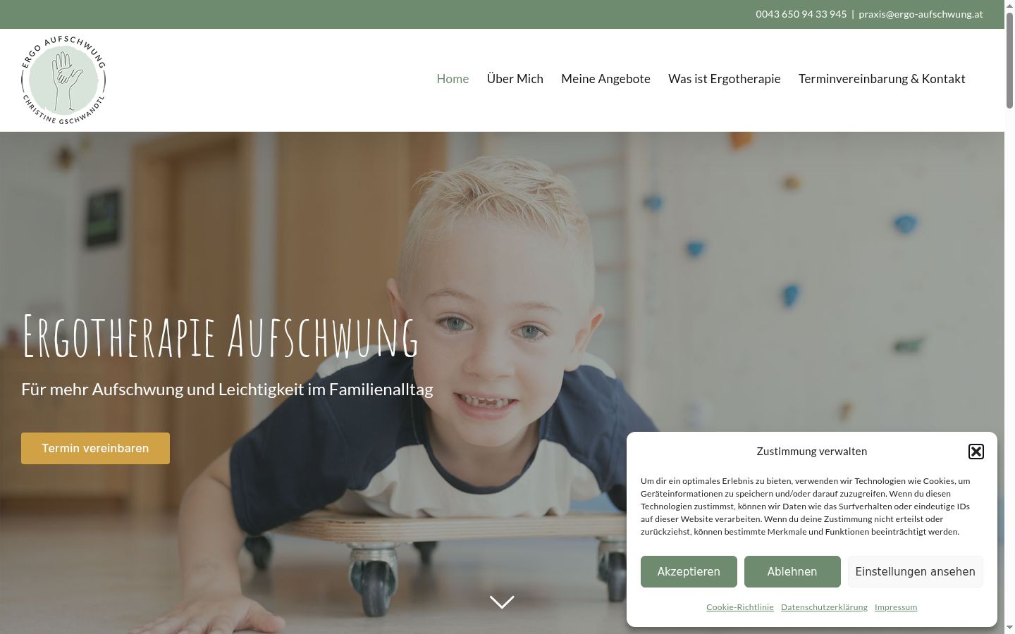 Screenshot des Einwilligungsbanners vor jeglicher Interaktion