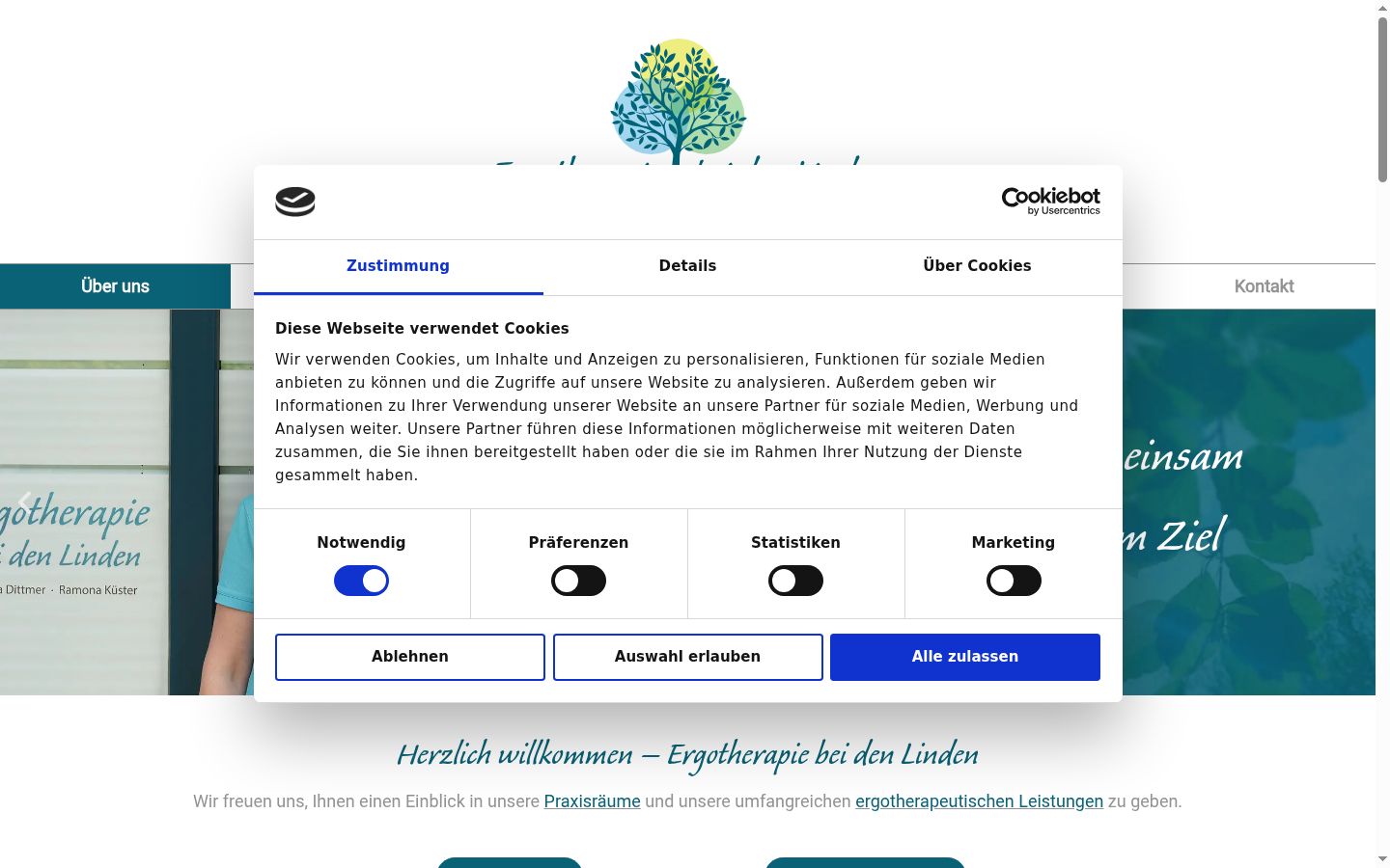 Screenshot del banner di consenso mostrato prima di qualsiasi interazione