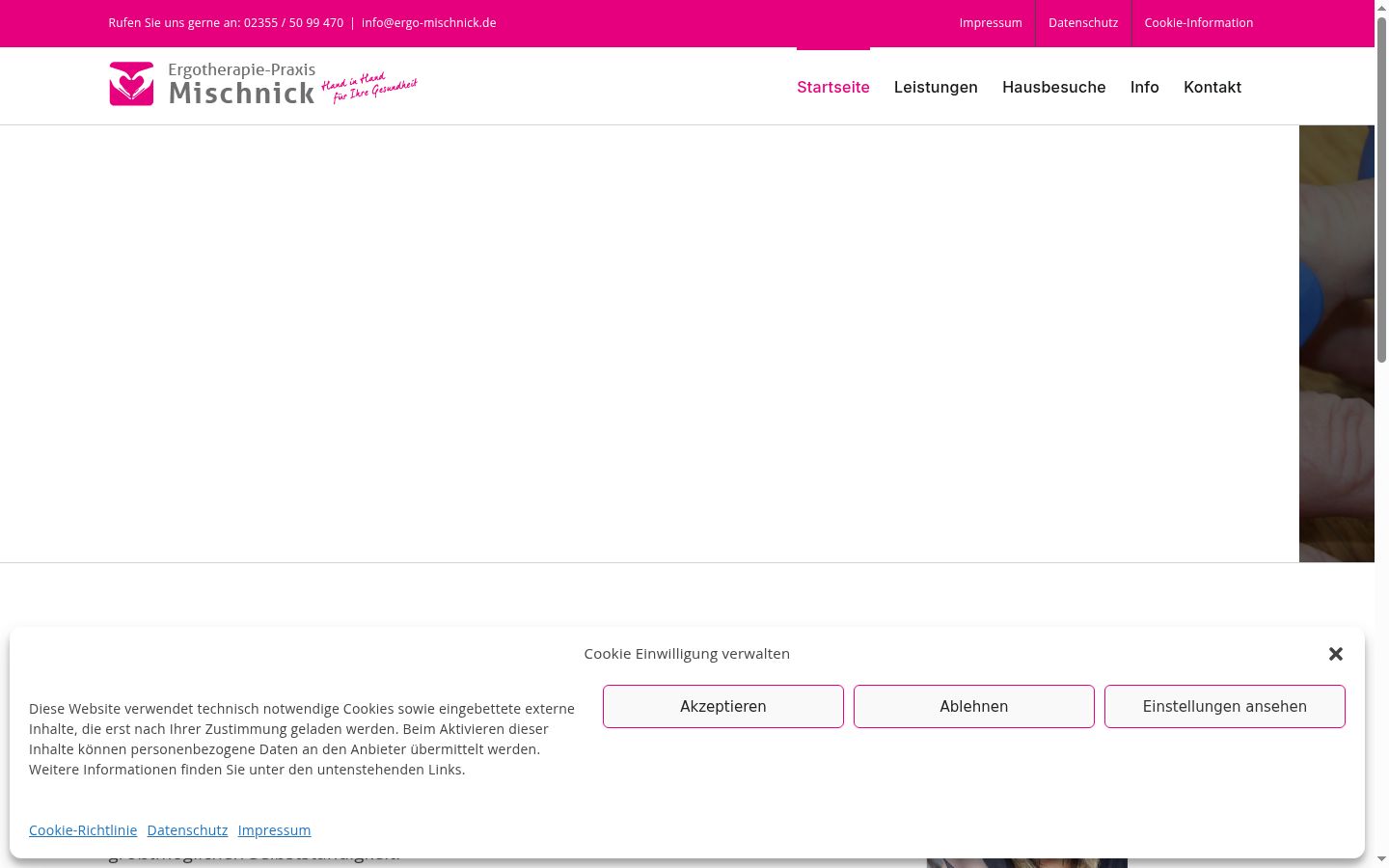 Screenshot des Einwilligungsbanners vor jeglicher Interaktion
