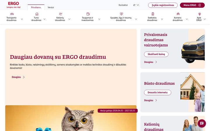 Snímek obrazovky ergo.lt