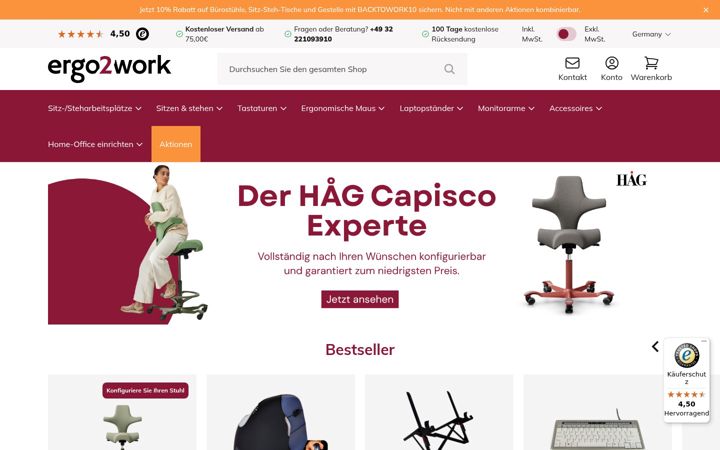 Screenshot ta' ergo2work.de