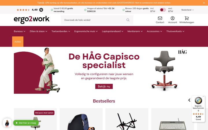 Captură de ecran a ergo2work.eu