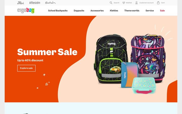 Screenshot of ergobag.com