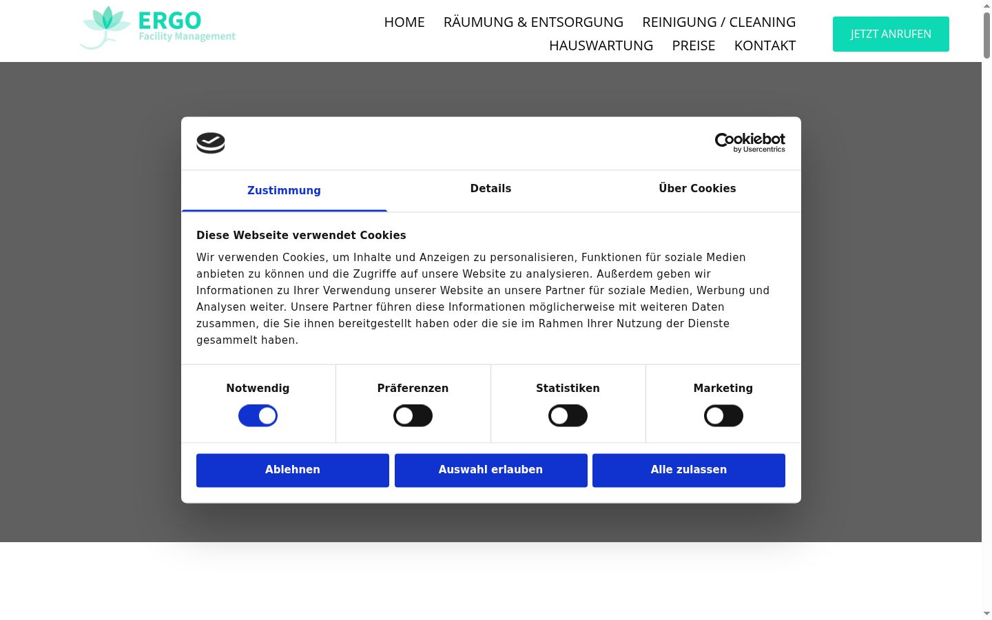 Captura de ecrã do banner de consentimento apresentado antes de qualquer interação