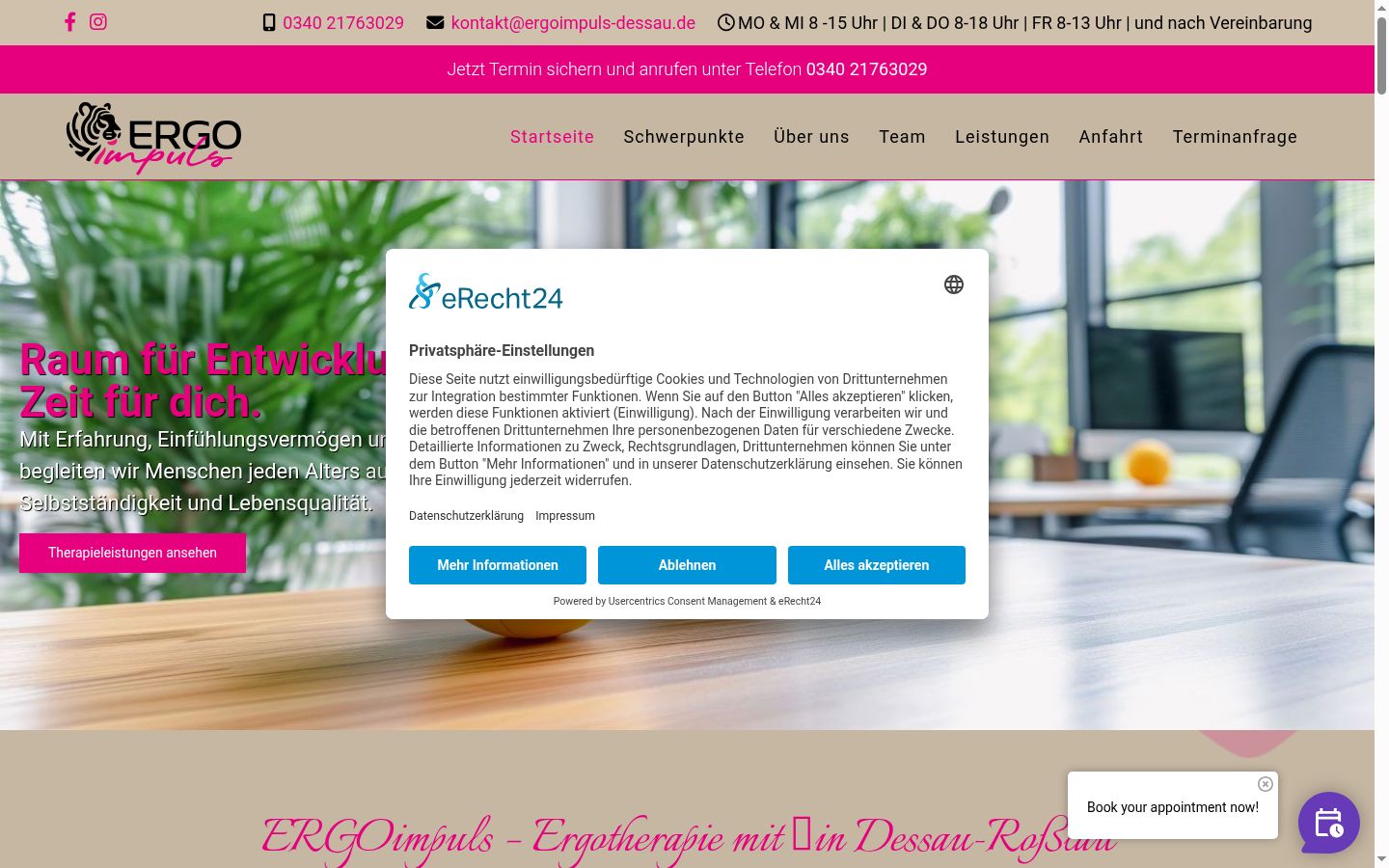 Screenshot of the consent banner shown before any interaction