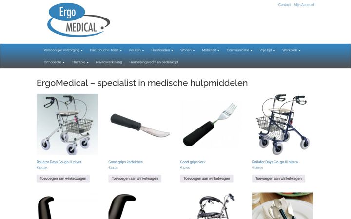 Snímek obrazovky ergomedical.nl