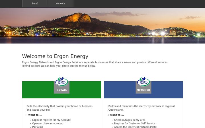 Screenshot of ergon.com.au