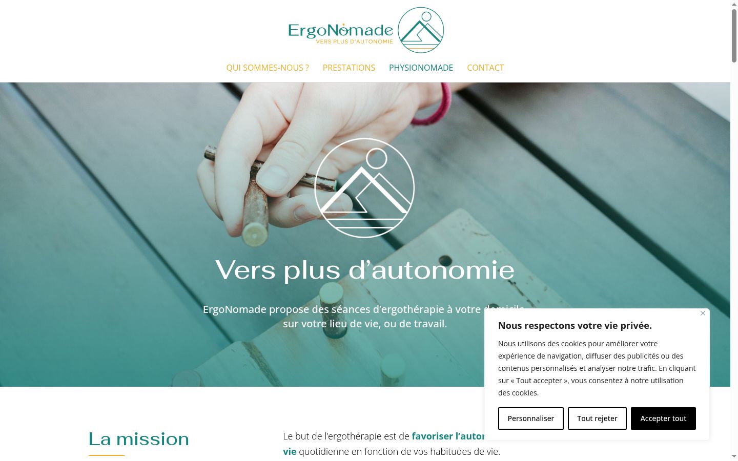 Capture d'écran de la bannière de consentement affichée avant toute interaction