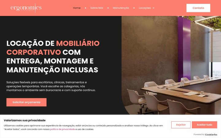 Ekraanipilt saidist ergonomicscadeiras.com.br