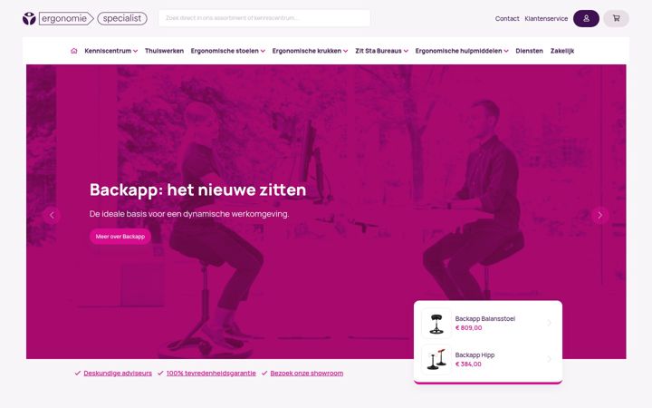Skærmbillede af ergonomiespecialist.nl